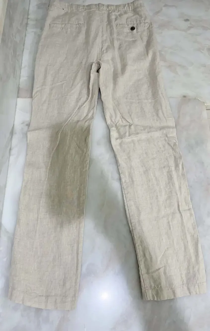 Tasso Elba Men's 100% Linen Drawstring Casual Pants Beige Size S